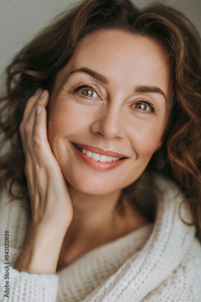 Middle-aged woman smiling in the room