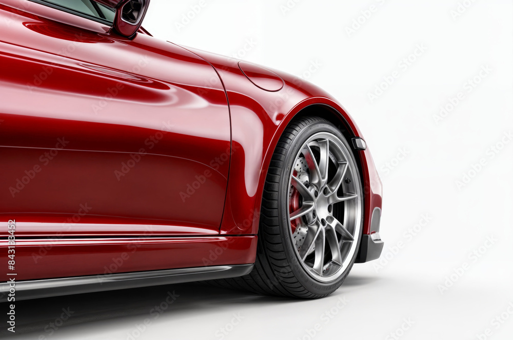 A generic red car isolated on a white background A generic red car isolated on a white background