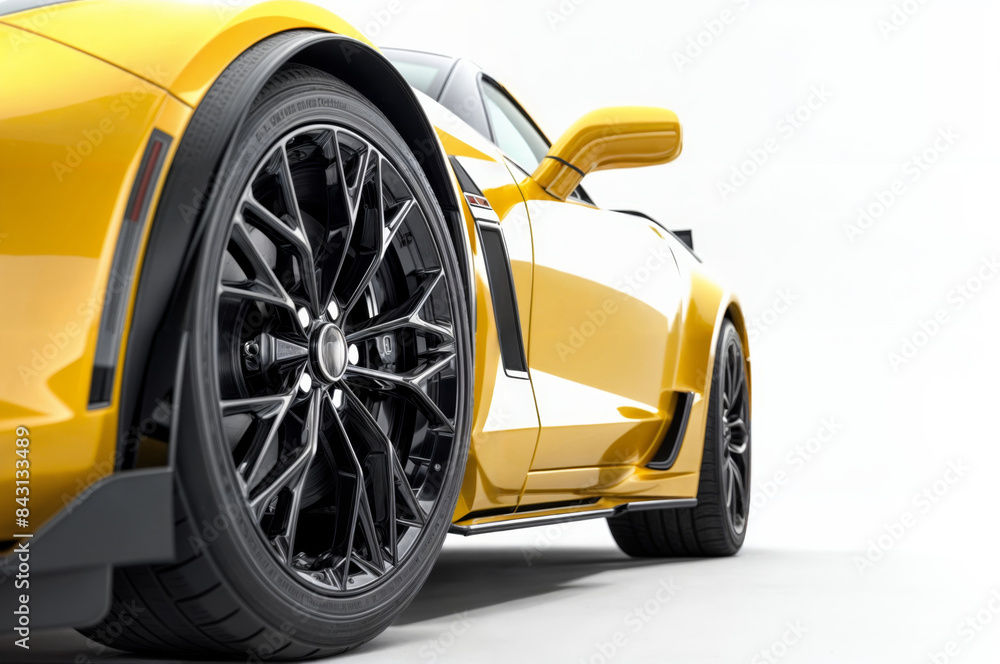 A generic yellow sport car isolated on a white background A generic yellow sport car isolated on a white background