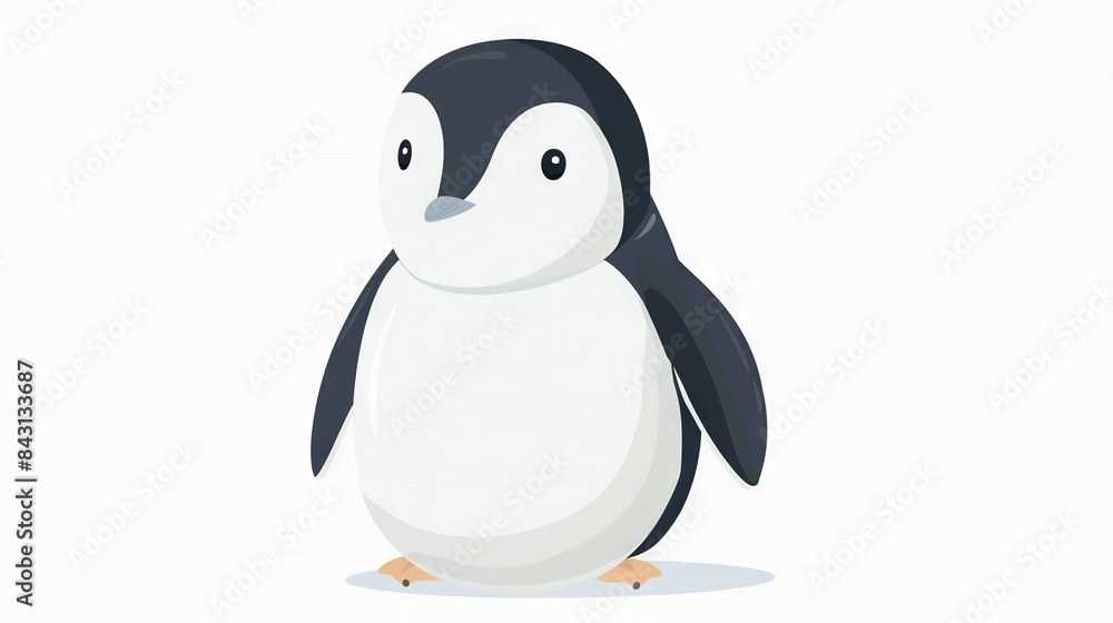 Black-and-white penguin standing on white background Black-and-white penguin standing on white background