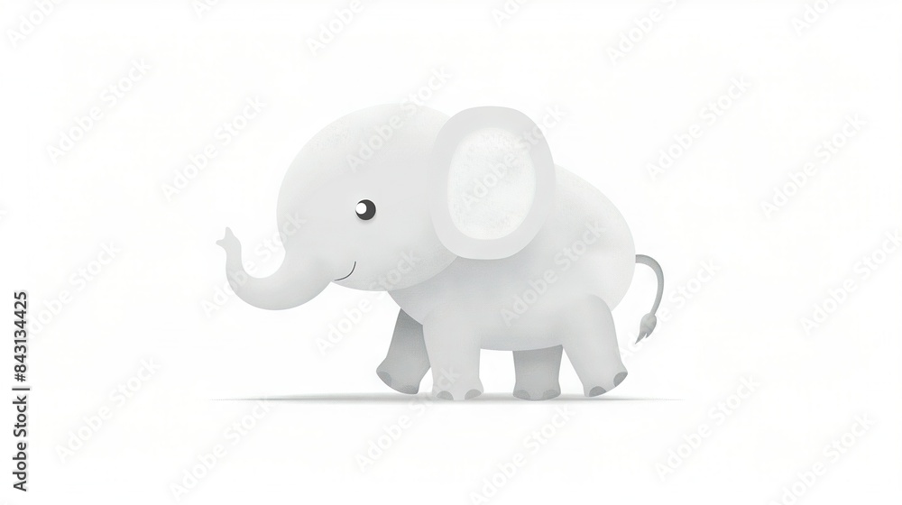 Obraz premium An elephant stands on a white surface with its trunk lifted high