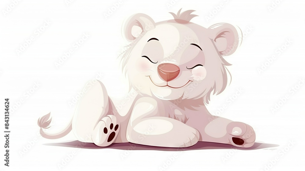 A white bear rests peacefully on the ground with closed eyes A white bear rests peacefully on the ground with closed eyes