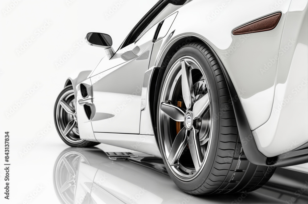 Back view of a generic white sport car isolated on a white background