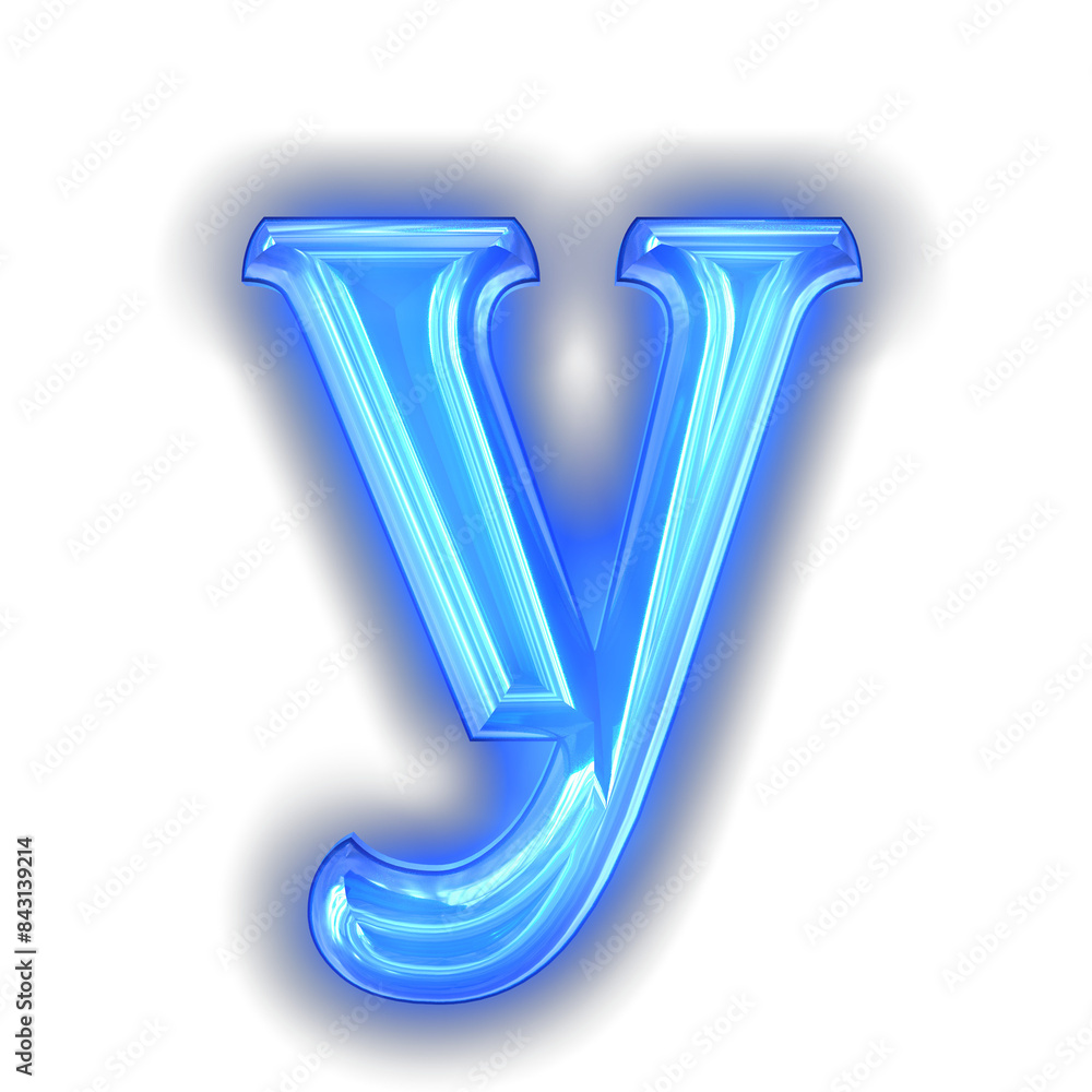 Luminous blue chamfered symbol. letter y Luminous blue chamfered symbol. letter y