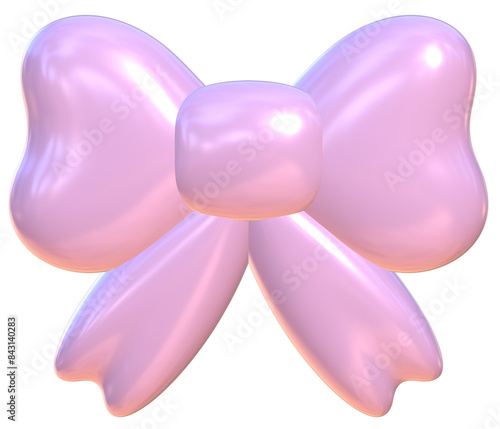 Cute 3D pink bow ribbon pastel stationery kawaii stickers illustration