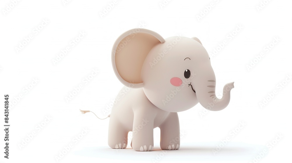 A white elephant with a pink nose stands in front of a white background, its trunk shaped like an elephant's A white elephant with a pink nose stands in front of a white background, its trunk shaped like an elephant's