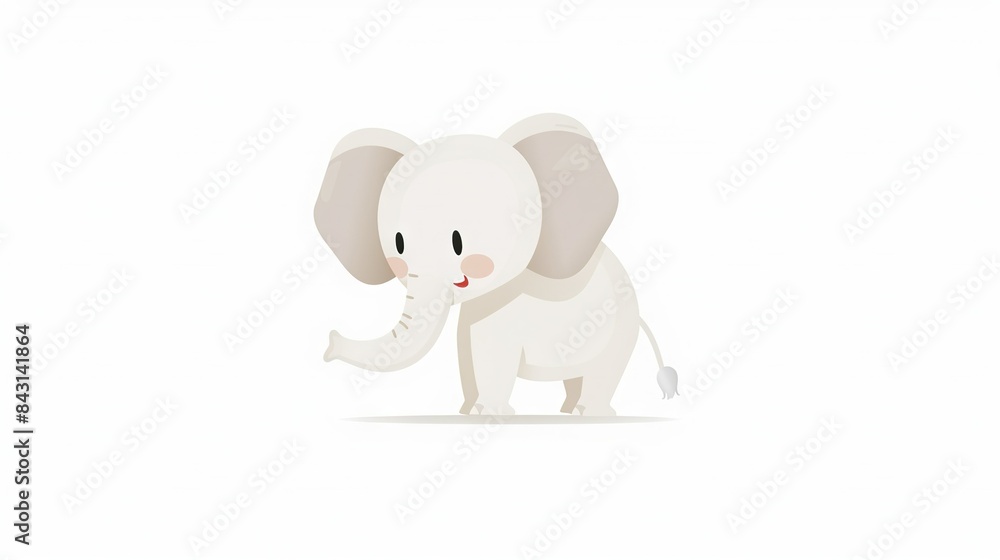 An elephant standing on a white background with its trunk raised and facing off to the side An elephant standing on a white background with its trunk raised and facing off to the side