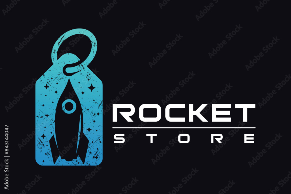 Naklejka premium Rocket with space logo design Premium Vector