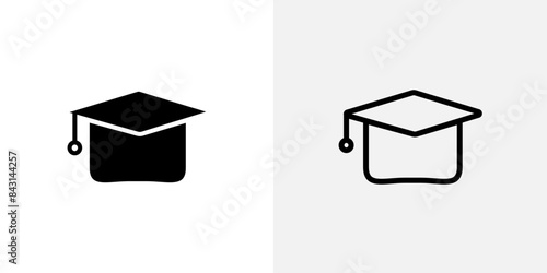 Graduation cap vector icon set.