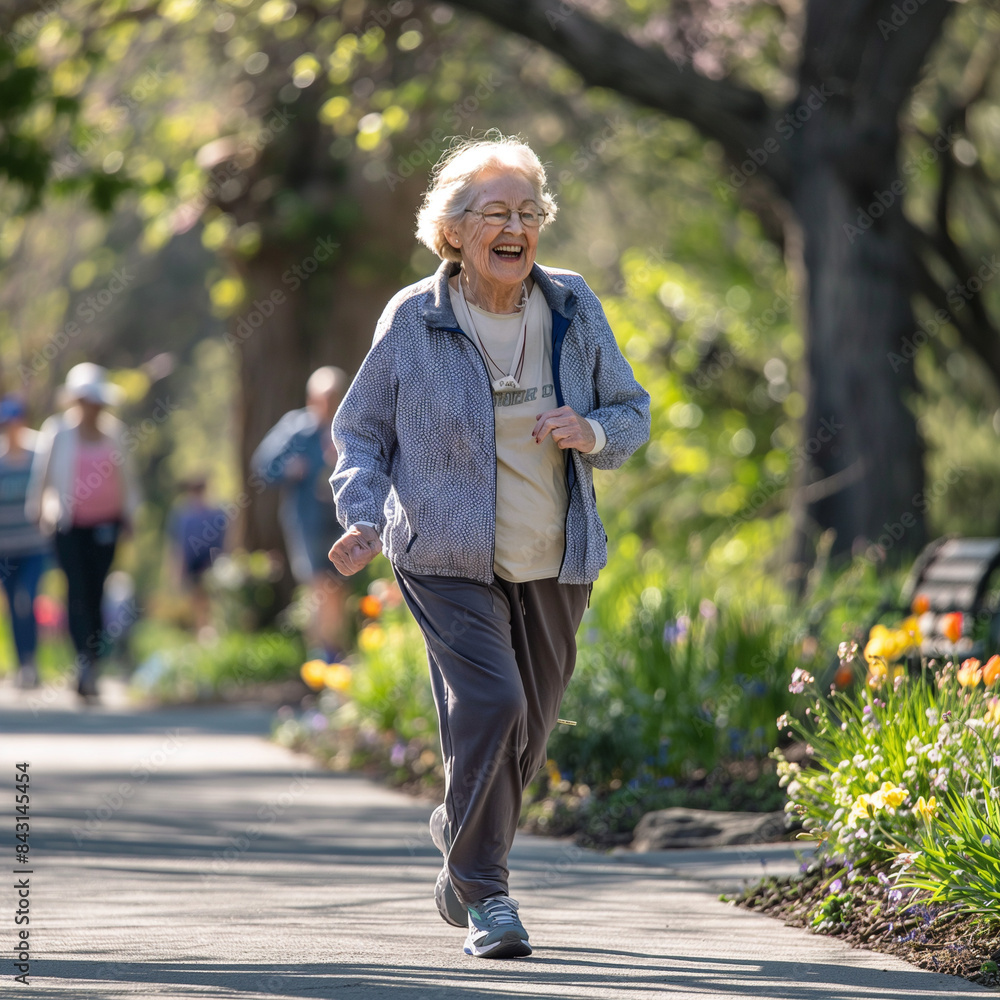 Obraz premium Elderly Vitality: Sunny Park Workout