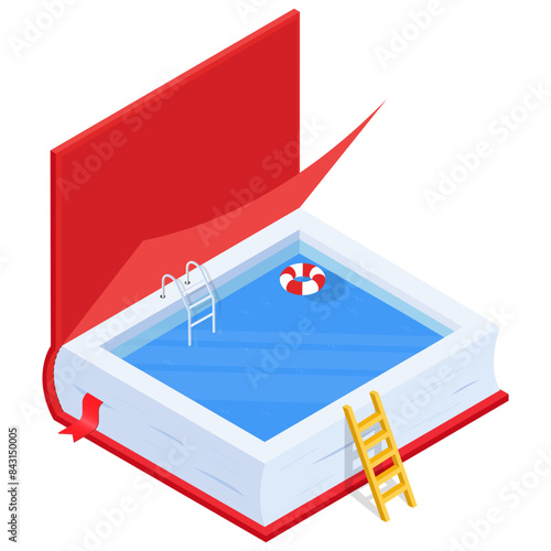 Isometric Swimming Pool Inside a Book photo
