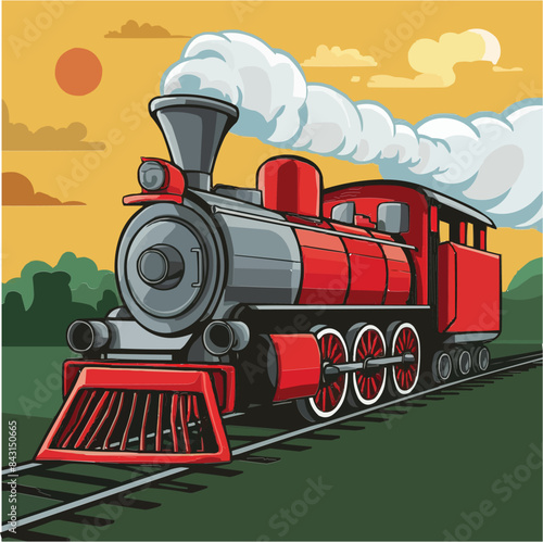 Customized illustration of new colorful steam train vector
