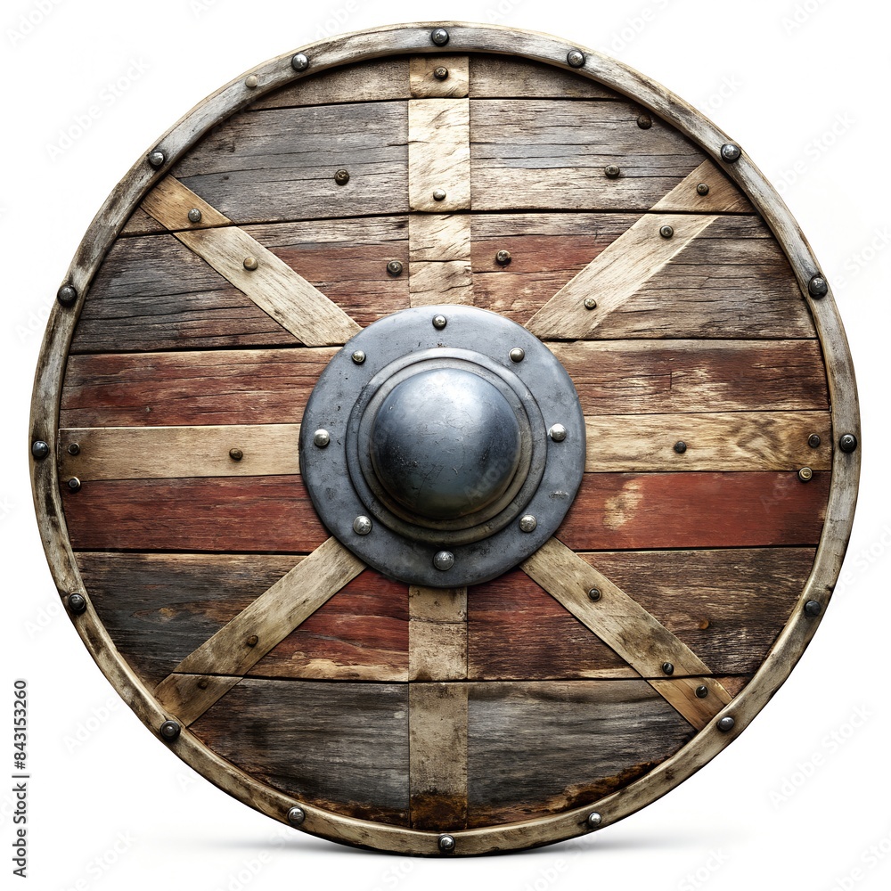 Wikingerschild auf weißem Hintergrund Wikingerschild auf weißem Hintergrund