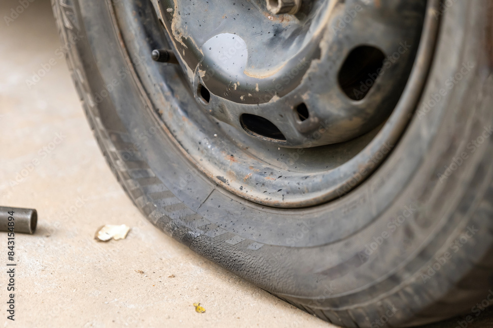 Roadside Trouble Punctured Tyre Roadside Trouble Punctured Tyre