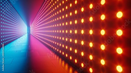 Wallpaper Mural LED background with red blue and yellow gradient. Corridor with neon lighting. Torontodigital.ca