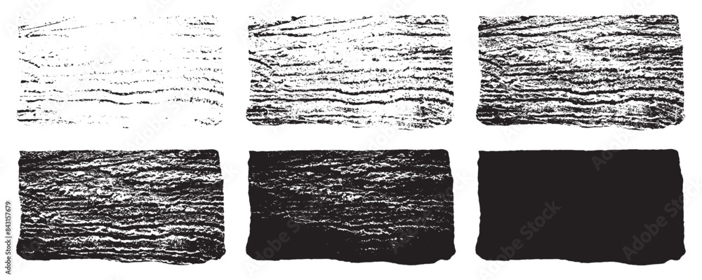 Set of Various Grunge Wood Texture Black Silhouettes