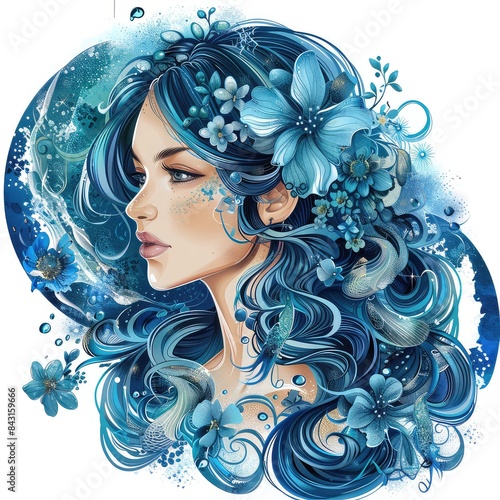 Cosmic Harmony: Artistic Representation of the Zodiac Sign Aquarius (Water Bearer) photo