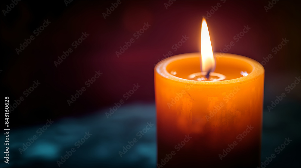 Single Candle Burning Against Dark Background Single Candle Burning Against Dark Background