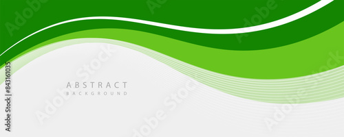 Abstract White and Green wave wide background banner photo