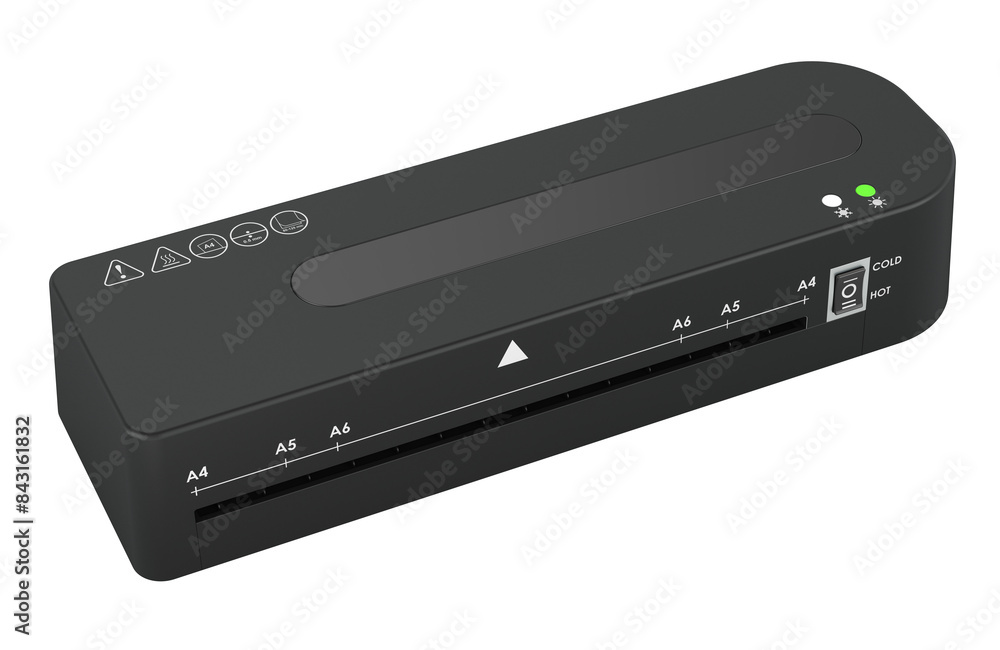 Laminator, laminator machine with hot and cold modes. 3D rendering isolated on transparent background Laminator, laminator machine with hot and cold modes. 3D rendering isolated on transparent background