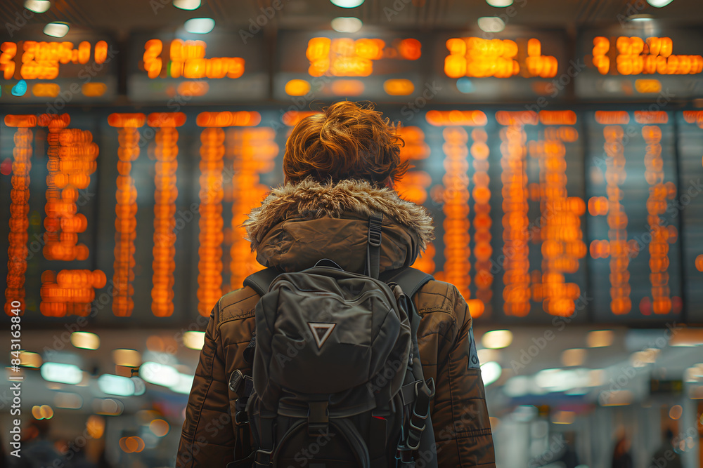 tourist at the airport looks at the scoreboard
tourist at the airport looks at the scoreboard