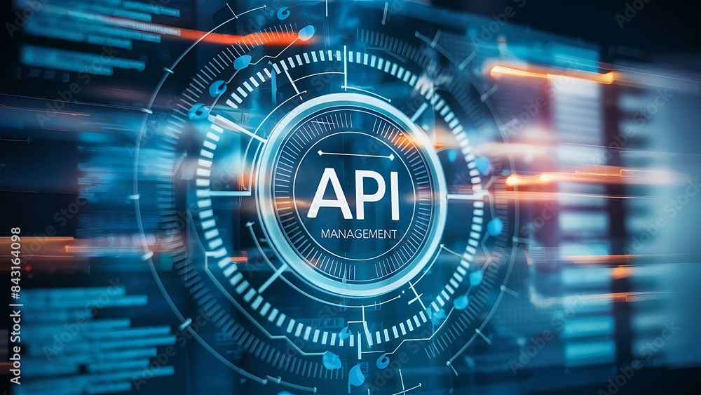 Futuristic API gateway interface with dynamic data streams, soft blur background
Futuristic API gateway interface with dynamic data streams, soft blur background