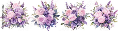 bouquet rose and lavender clipart vector for graphic resources	

