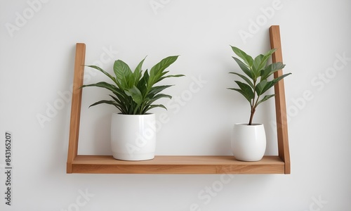   Clean Aesthetic Scandinavian style table   shelf with decorations. minimalist interior.