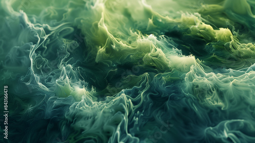 an abstract green texture with organic shapes and flowing lines, wide © Laurent
