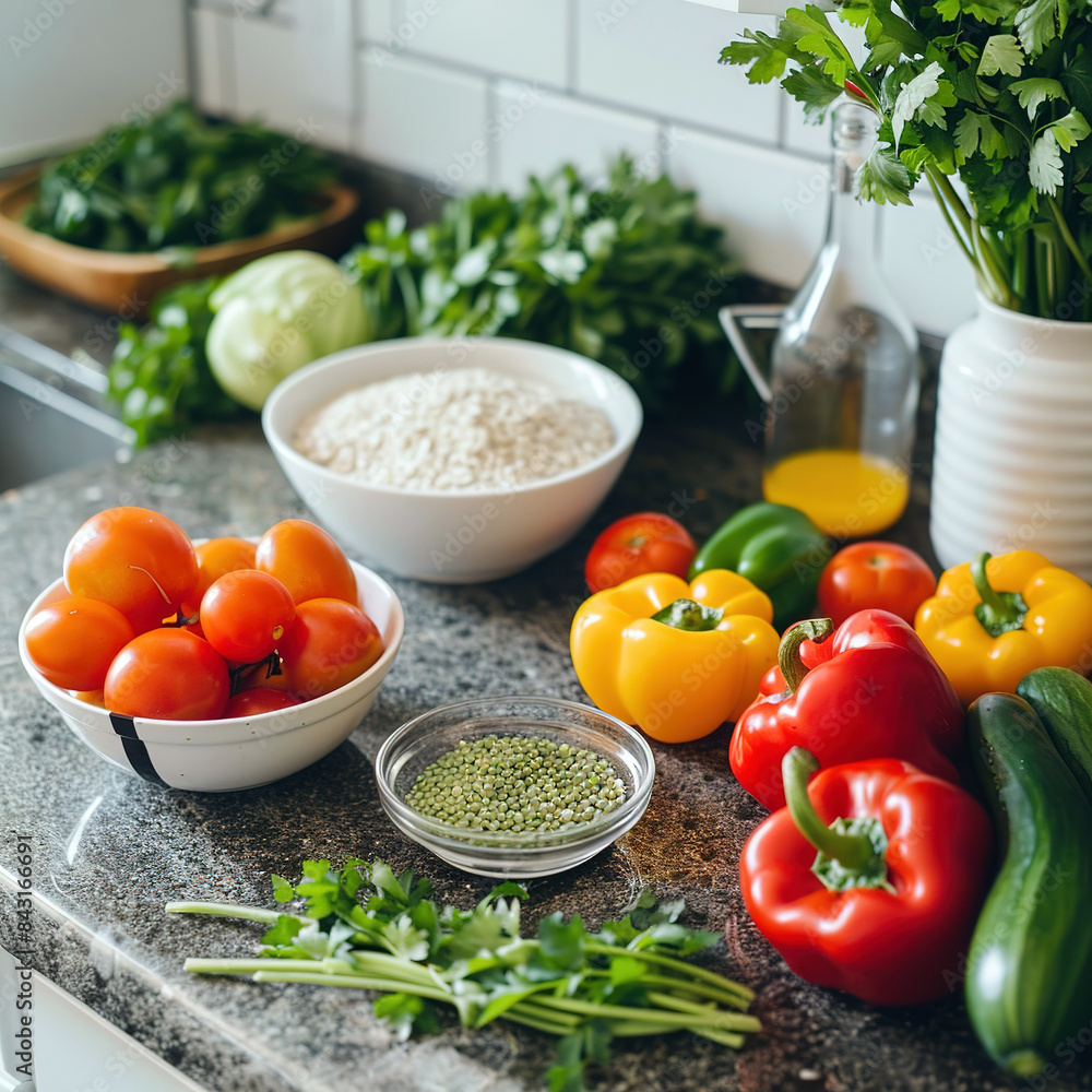 vegetables in the kitchen , healthy meal vegetables in the kitchen , healthy meal