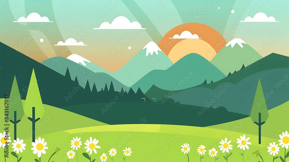 Naklejka premium flat landscape illustration