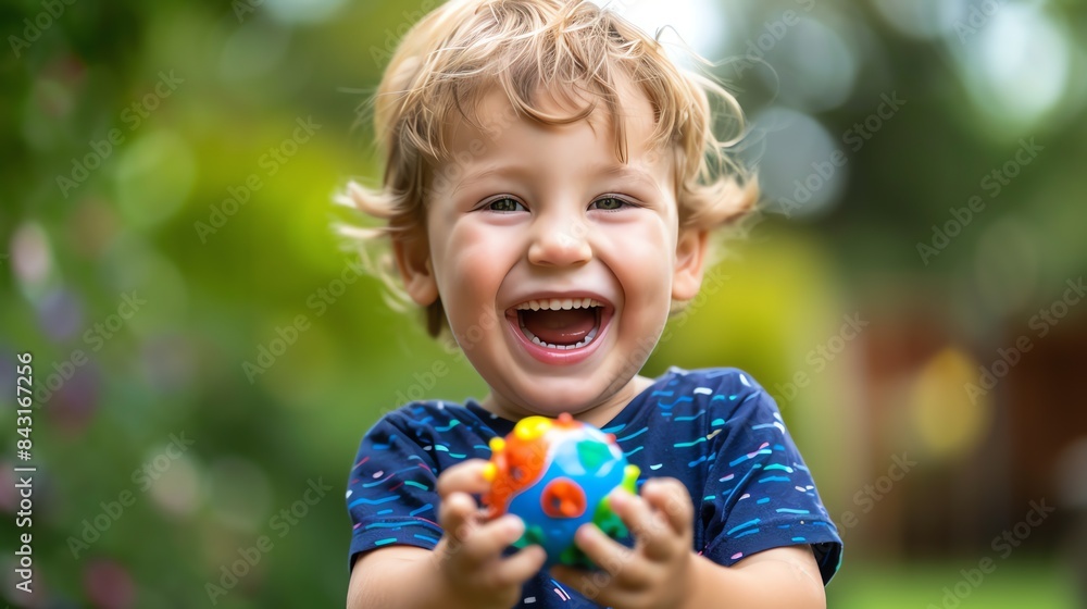 Little boy playing with a ball outside. He is smiling and having fun. The background is blurred, and the boy is in focus. Little boy playing with a ball outside. He is smiling and having fun. The background is blurred, and the boy is in focus.