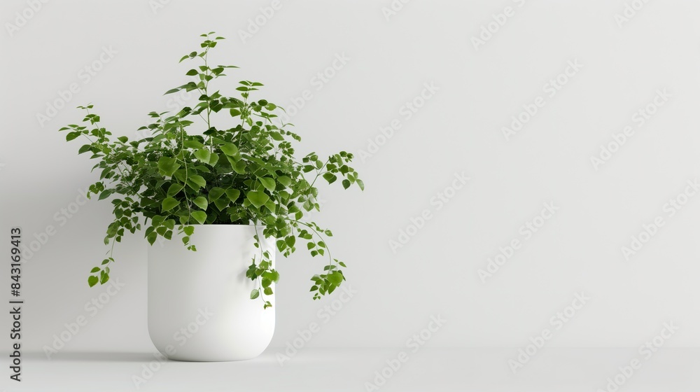 Modern Plant Pot Mockup with Lush Greenery on Solid White Background Modern Plant Pot Mockup with Lush Greenery on Solid White Background