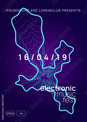 Sound Flyer. Discotheque Magazine. Concert Invite. Edm Electro Template. Blue Fest Design. Pink Dance Set. Psychedelic Radio Invitation. Violet Sound Flyer