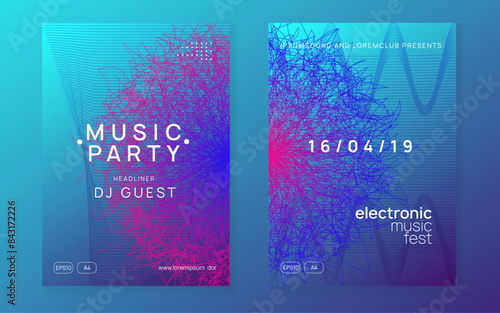 Edm Poster. Sound Trance Element. Violet Music Magazine. Festival Vector. Soundwave Disco Invitation. Blue Dance Banner. Techno Set. Green Edm Poster