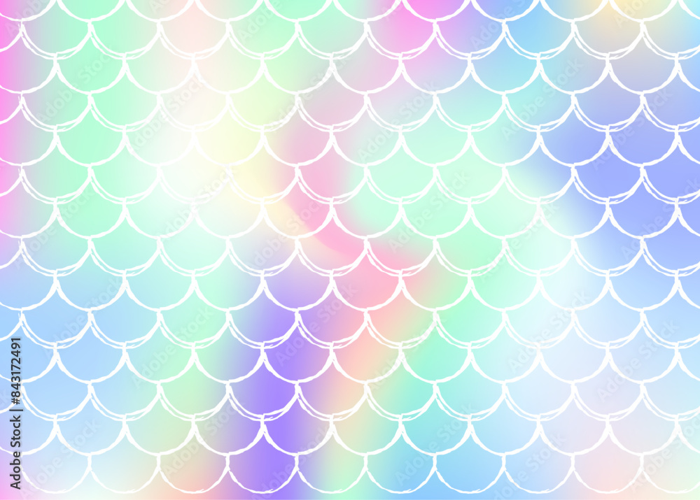 Gradient mermaid background with holographic scales. Bright color transitions. Fish tail banner and invitation. Underwater and sea pattern for girlie party. Bright backdrop with gradient mermaid. Gradient mermaid background with holographic scales. Bright color transitions. Fish tail banner and invitation. Underwater and sea pattern for girlie party. Bright backdrop with gradient mermaid.