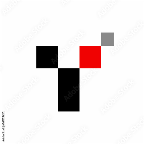 Geometric abstract letter Y logo design in pixel style.