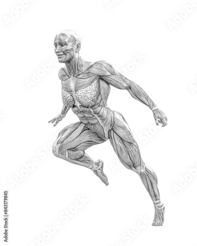 female swole muscle maps on running pose © DM7
