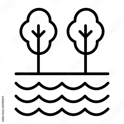 Creek Vector Line Icon