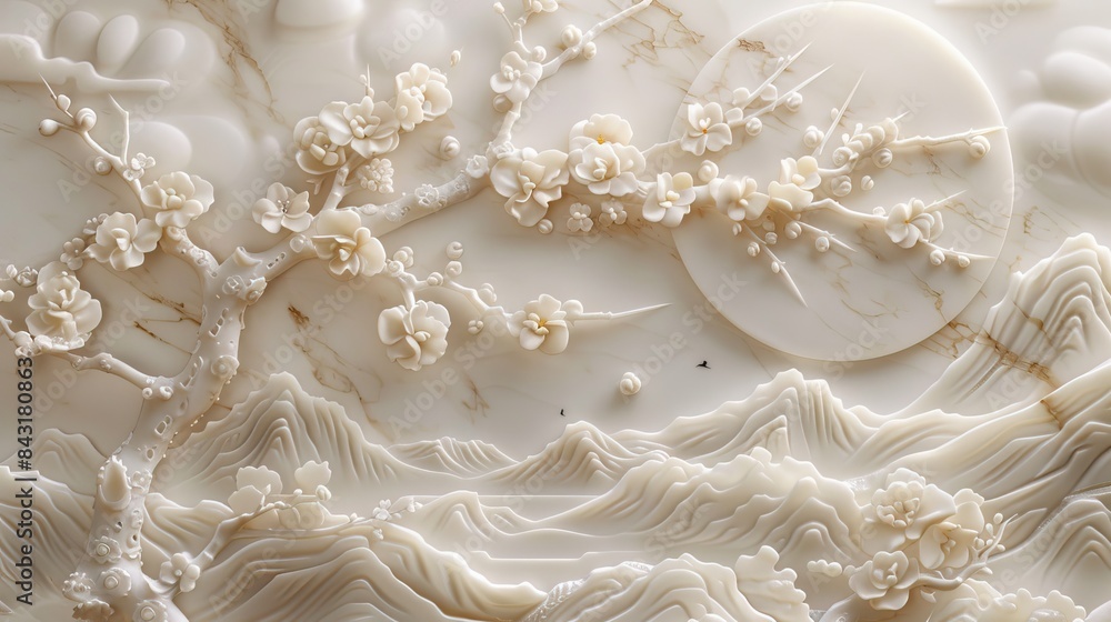 3d Chinese landscape Wallpaper Background golden art for digital printing wallpaper, mural, custom design wallpaper. AI generated illustration 3d Chinese landscape Wallpaper Background golden art for digital printing wallpaper, mural, custom design wallpaper. AI generated illustration