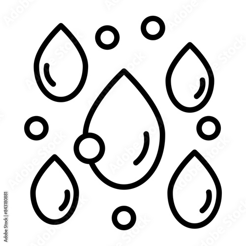 Raindrops Vector Line Icon