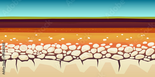 Soil layers profile in cartoon style