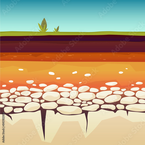 Soil layers profile in cartoon style