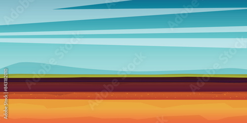 Soil layers profile in cartoon style, vector