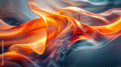 Dynamic Abstract Waves in Orange and Blue