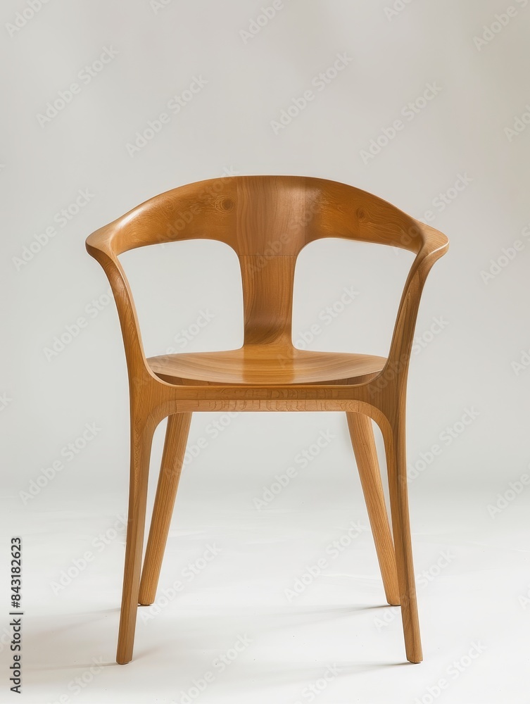 Modern Wooden Chair with Curved Backrest and Seat on White Background
Modern Wooden Chair with Curved Backrest and Seat on White Background