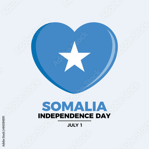 Somalia Independence Day poster vector illustration. Somalia flag in heart shape icon. Template for background, banner, card. Somalian flag love symbol. July 1 every year. Important day photo