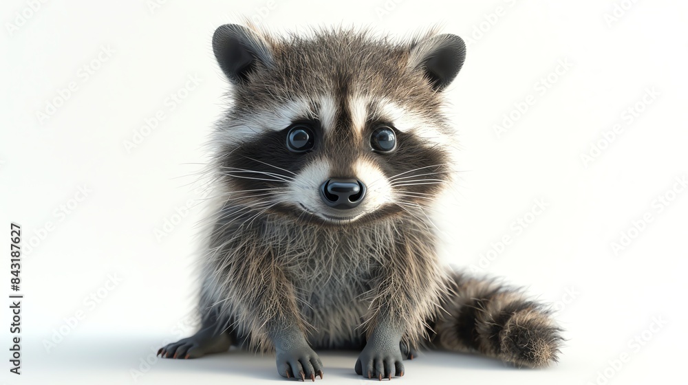 Obraz premium This is a cute and realistic 3D rendering of a baby raccoon.
