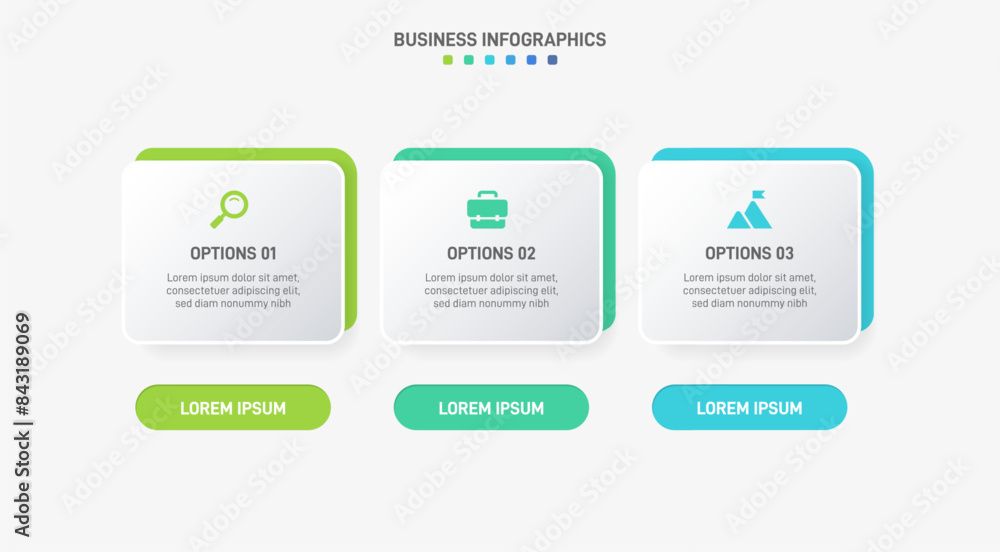 Horizontal progress bar featuring 3 arrow-shaped elements, symbolizing three six stages of business strategy and progression. Clean timeline infographic design template. Vector for presentation