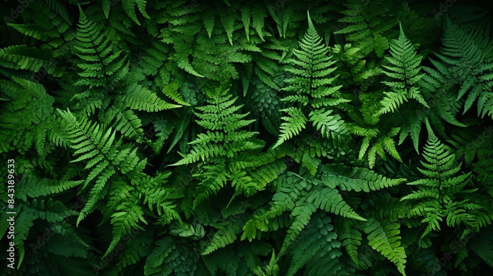 Obraz premium Detailed fern leaves, lush green foliage, forest background